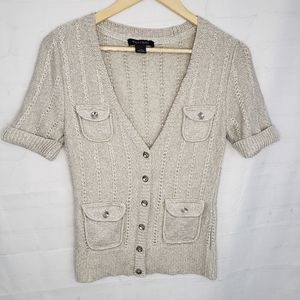 WHBM Cardigan Sweater Silver Sparkle Jewels